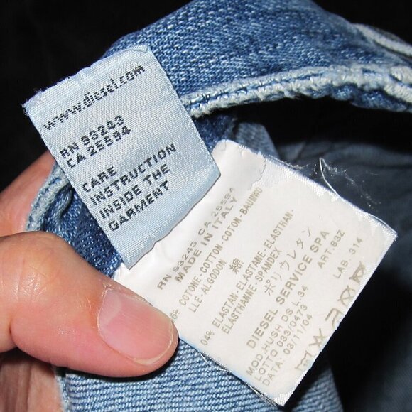 Y2K DIESEL INDUSTRY Flared Jeans Size 30 Blue Hush Low Waist Embroidered Pockets - Picture 8 of 10